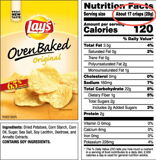 lays chips nutrition label